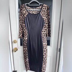 Symphony Cheetah print and faux leather dress